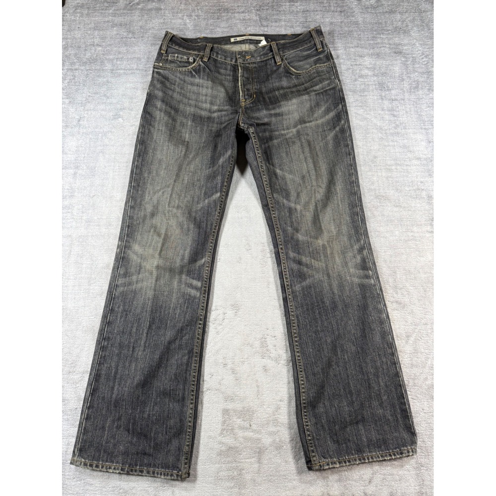 Gap Jeans Mens 36x34 Faded Black Low Rise Boot Fit Button Fly Denim Grunge Y2K